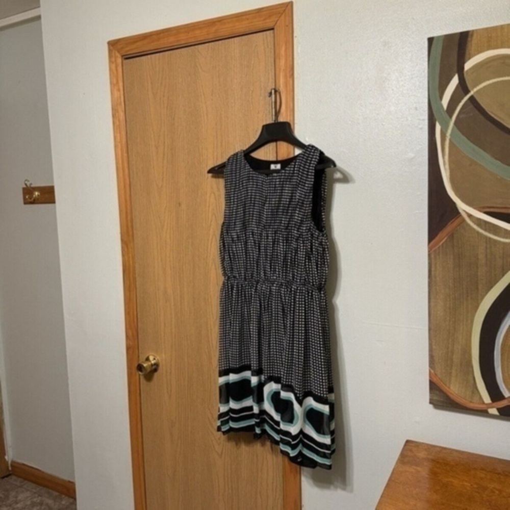 Worthington NWT Size 16P Multi-Color w/Geometric Print Mid-Calf A-Line Dress